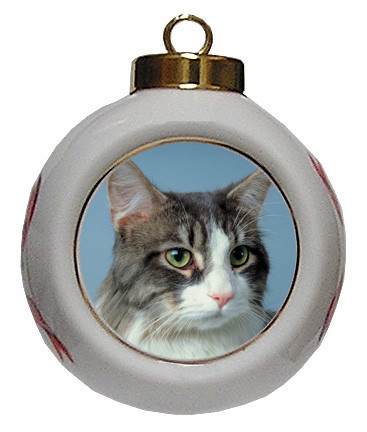 Cat Porcelain Ball Christmas Ornament