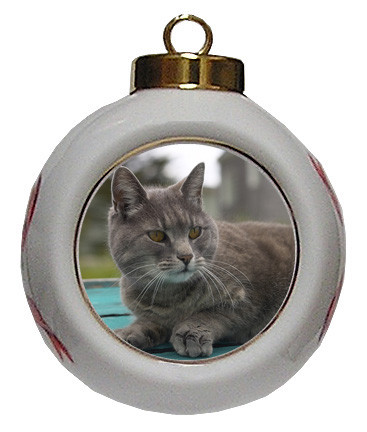 Cat Porcelain Ball Christmas Ornament