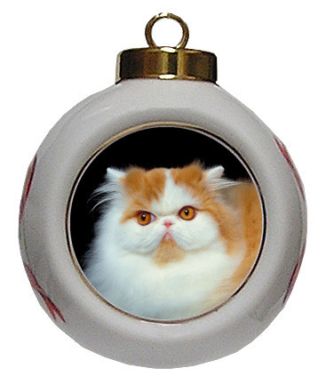 Persian Cat Porcelain Ball Christmas Ornament