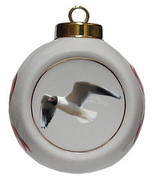 Black Headed Gull Porcelain Ball Christmas Ornament