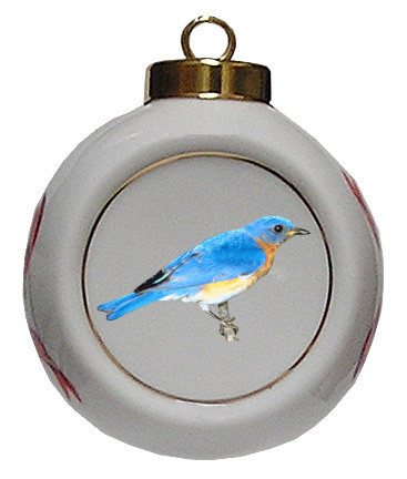 Bluebird Porcelain Ball Christmas Ornament
