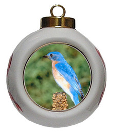 Bluebird Porcelain Ball Christmas Ornament