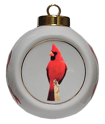 Cardinal Porcelain Ball Christmas Ornament