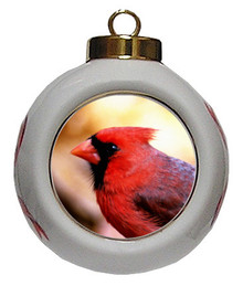 Cardinal Porcelain Ball Christmas Ornament