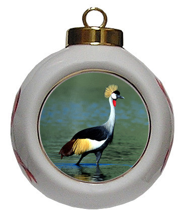 Crowned Crane Porcelain Ball Christmas Ornament