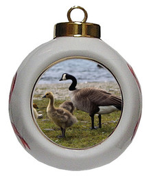 Geese Porcelain Ball Christmas Ornament