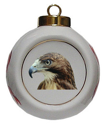 Hawk Porcelain Ball Christmas Ornament