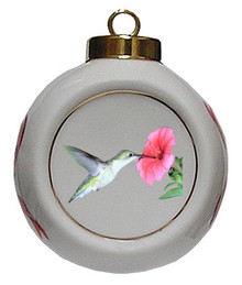 Hummingbird Porcelain Ball Christmas Ornament