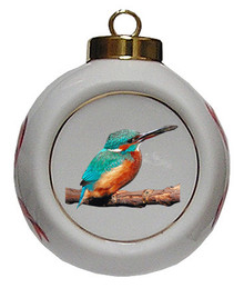 Kingfisher Porcelain Ball Christmas Ornament