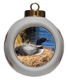 Loon Porcelain Ball Christmas Ornament