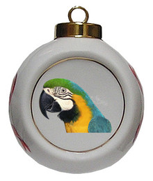Macaw Porcelain Ball Christmas Ornament