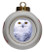 White Owl Porcelain Ball Christmas Ornament