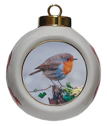 Robin Porcelain Ball Christmas Ornament