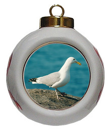 Seagull Porcelain Ball Christmas Ornament