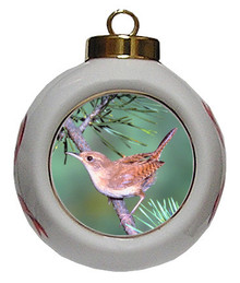 Wren Porcelain Ball Christmas Ornament