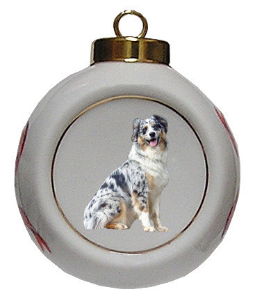 Australian Shepherd Porcelain Ball Christmas Ornament