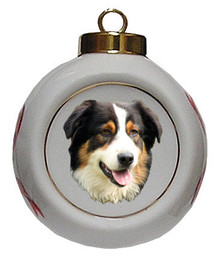 Australian Shepherd Porcelain Ball Christmas Ornament