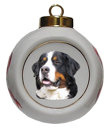 Bernese Mountain Dog Porcelain Ball Christmas Ornament