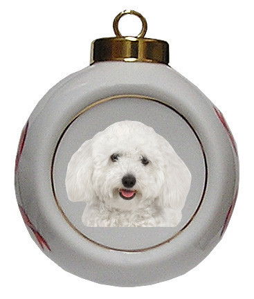 Bichon Porcelain Ball Christmas Ornament