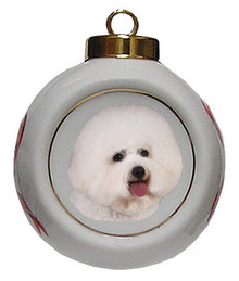 Bichon Porcelain Ball Christmas Ornament