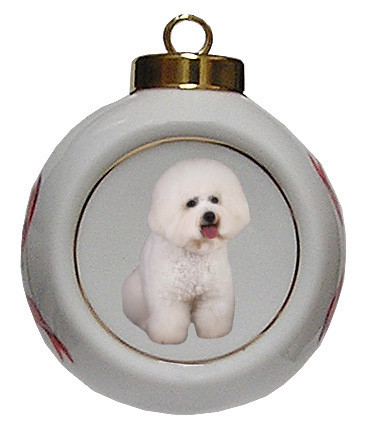 Bichon Porcelain Ball Christmas Ornament