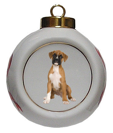 Boxer Porcelain Ball Christmas Ornament
