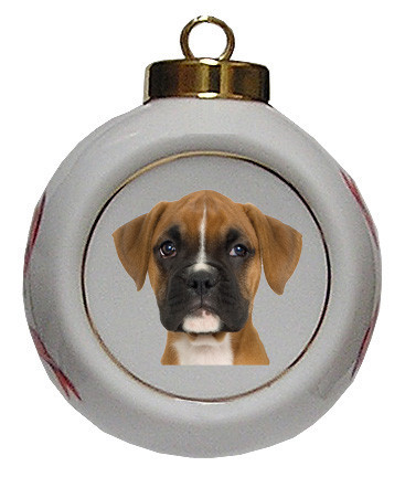 Boxer Porcelain Ball Christmas Ornament