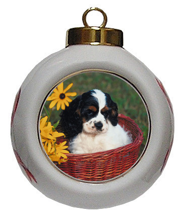 Cavalier King Charles Porcelain Ball Christmas Ornament