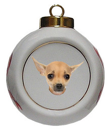 Chihuahua Porcelain Ball Christmas Ornament
