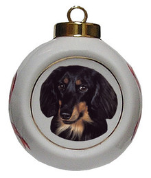 Dachshund Porcelain Ball Christmas Ornament