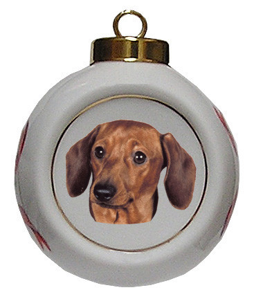 Dachshund Porcelain Ball Christmas Ornament