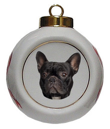 French Bulldog Porcelain Ball Christmas Ornament