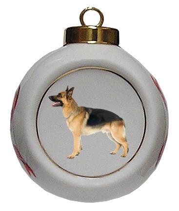 German Shepherd Porcelain Ball Christmas Ornament