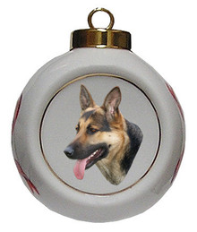 German Shepherd Porcelain Ball Christmas Ornament