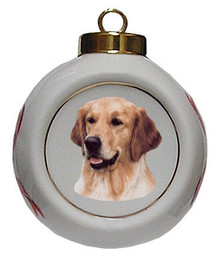 Golden Retriever Porcelain Ball Christmas Ornament