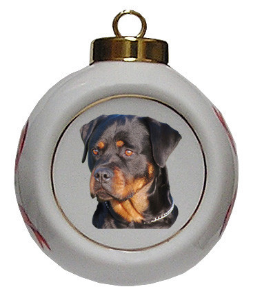 Rottweiler Porcelain Ball Christmas Ornament