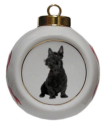 Scottish Terrier Porcelain Ball Christmas Ornament