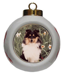 Shetland Sheepdog Porcelain Ball Christmas Ornament