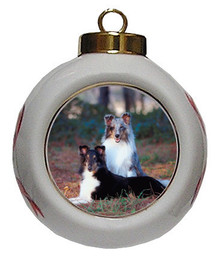 Shetland Sheepdog Porcelain Ball Christmas Ornament