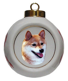 Shiba Inu Porcelain Ball Christmas Ornament