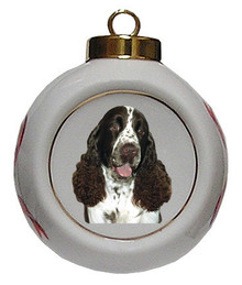 Springer Spaniel Porcelain Ball Christmas Ornament