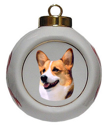 Welsh Corgi Porcelain Ball Christmas Ornament