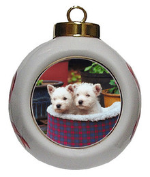 West Highland Terrier Porcelain Ball Christmas Ornament