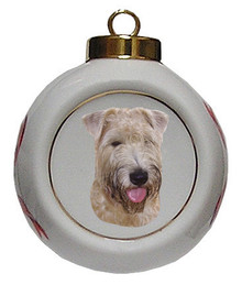 Wheaten Terrier Porcelain Ball Christmas Ornament