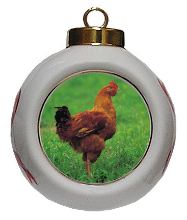 Chicken Porcelain Ball Christmas Ornament