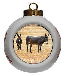 Donkey Porcelain Ball Christmas Ornament