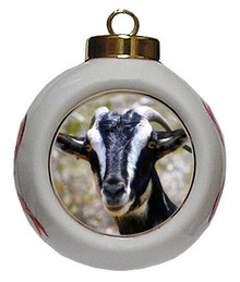 Goat Porcelain Ball Christmas Ornament