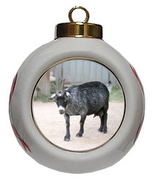 Goat Porcelain Ball Christmas Ornament