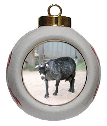 Goat Porcelain Ball Christmas Ornament