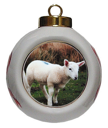 Lamb Porcelain Ball Christmas Ornament